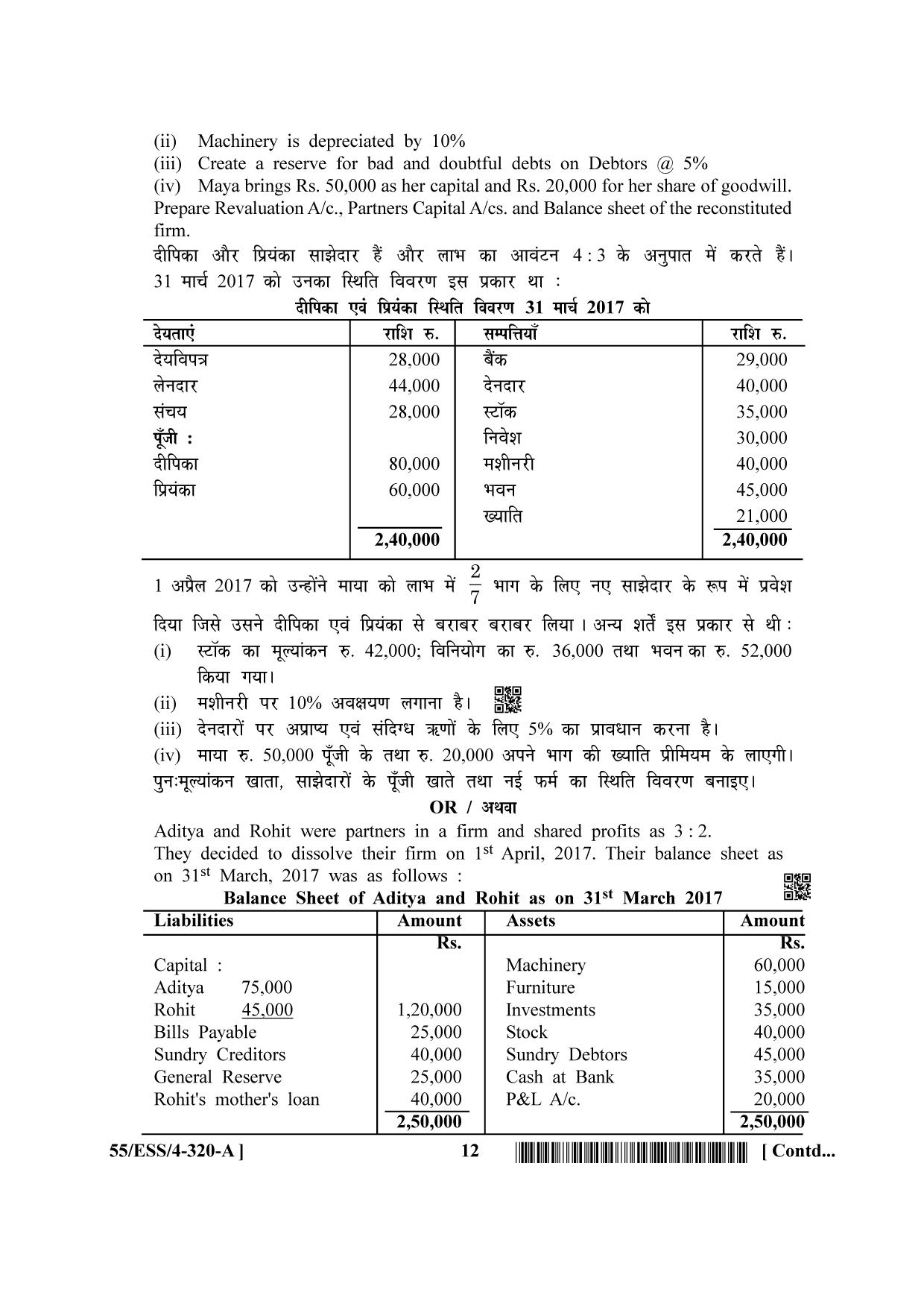 NIOS October 2017 Class 12 Accountancy Question Paper - Page 12