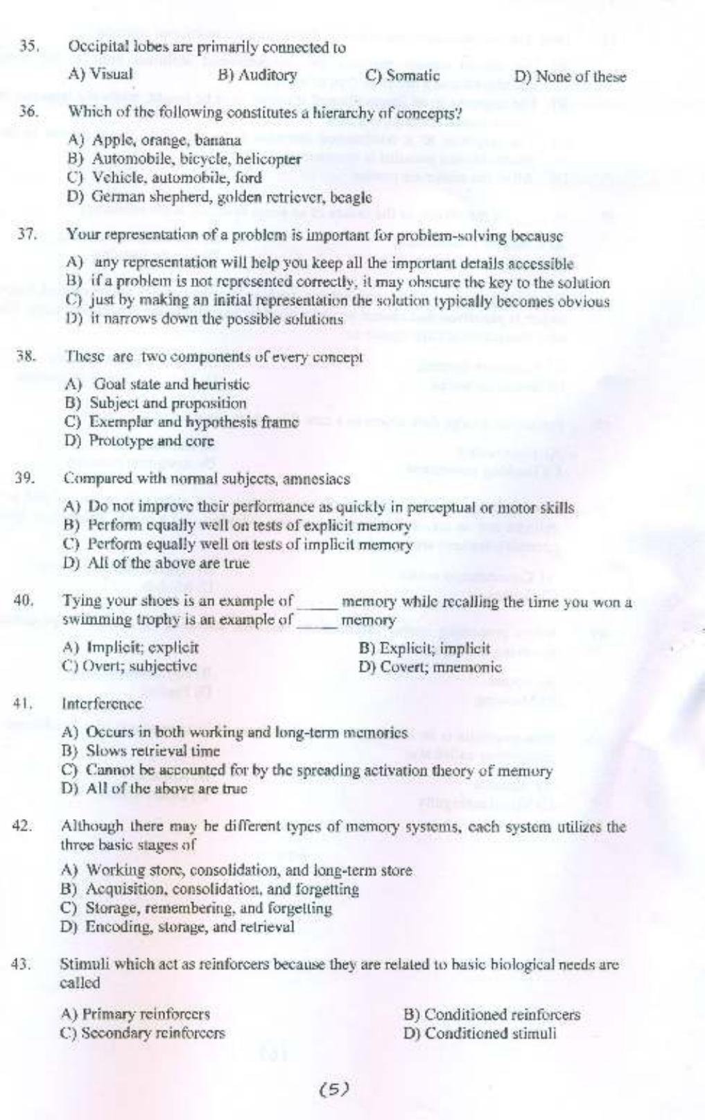 PU MPET Psychology 2015 Question Paper - Page 6