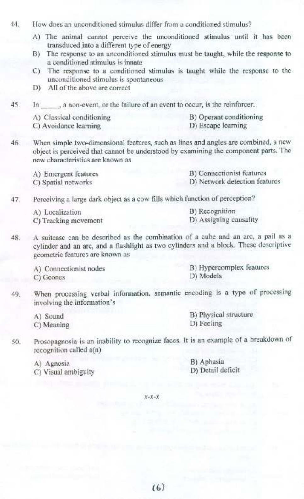 PU MPET Psychology 2015 Question Paper - Page 7