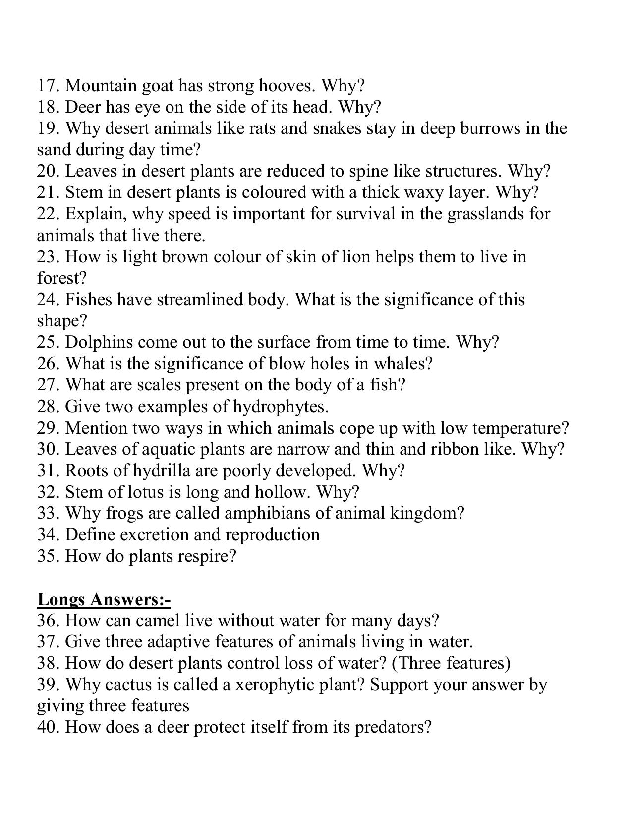 CBSE Worksheets for Class 6 Science Living Beings and Their Surroundings Assignment 2 - Page 3