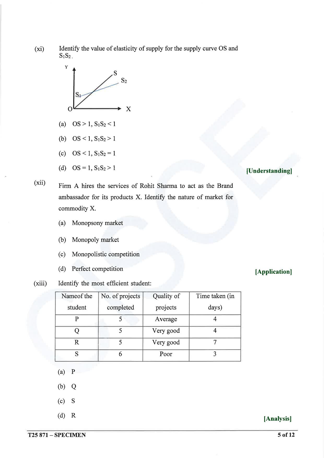 ICSE Class 10 2025 Economic Applications (QP & MS) Specimen Paper - Page 5
