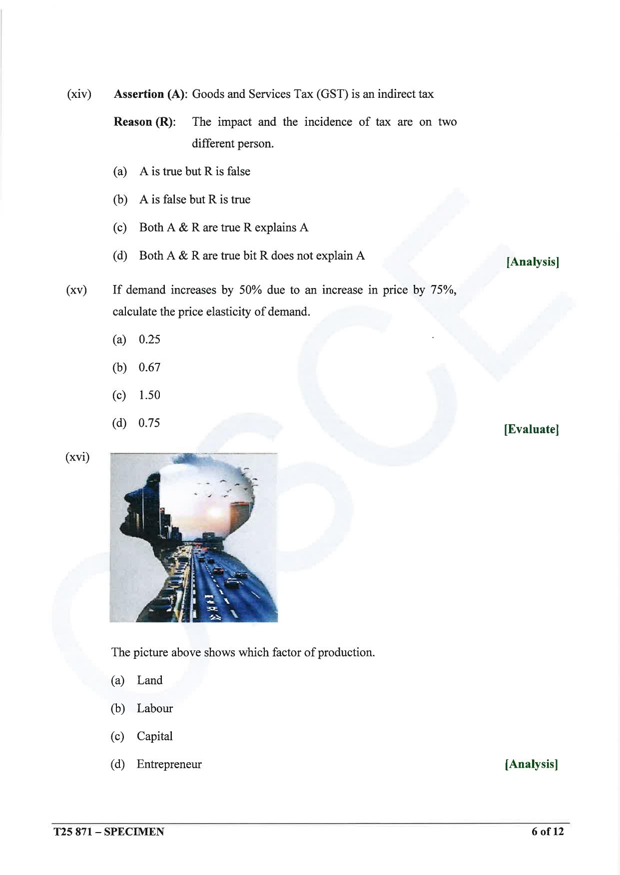 ICSE Class 10 2025 Economic Applications (QP & MS) Specimen Paper - Page 6