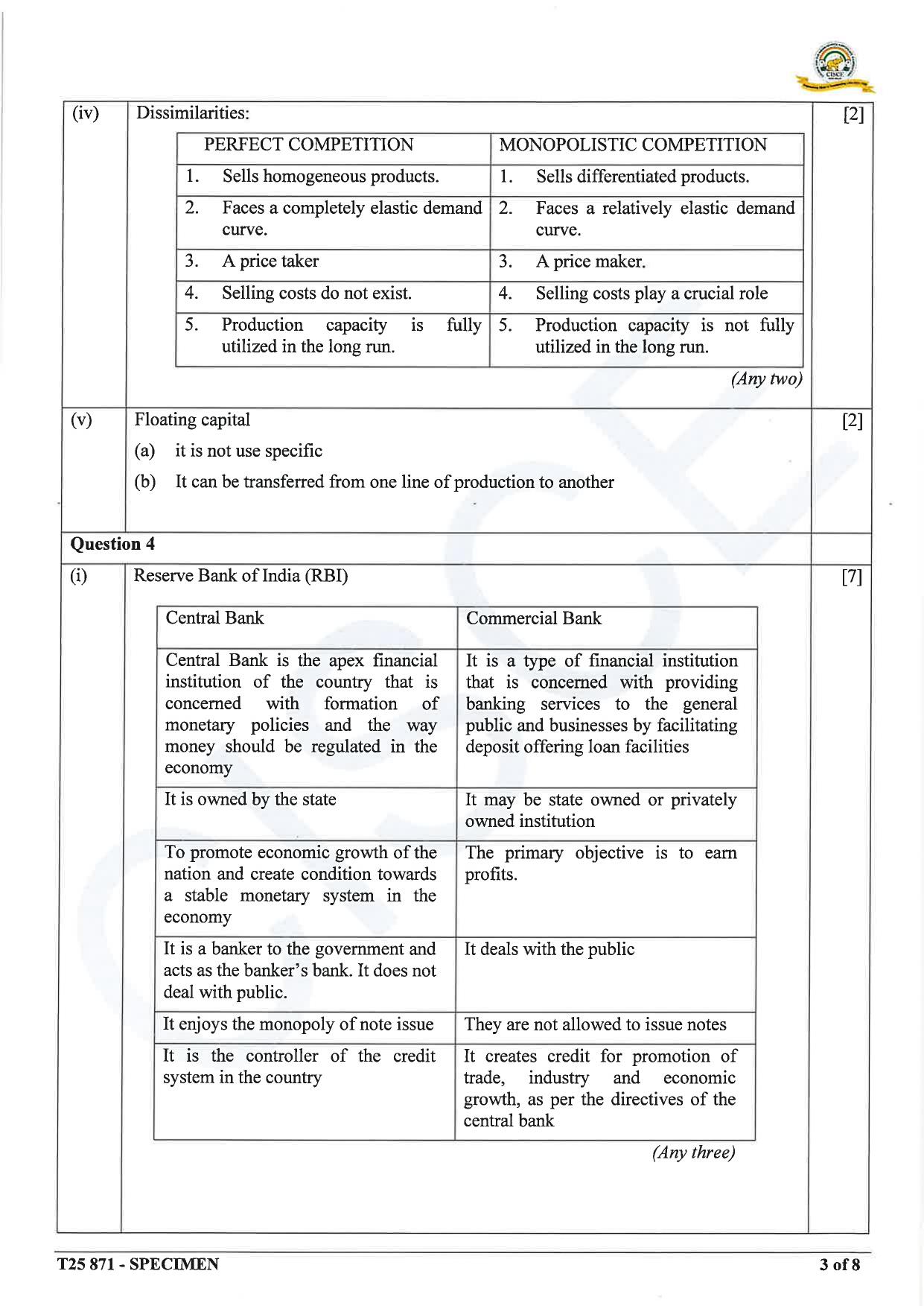 ICSE Class 10 2025 Economic Applications (QP & MS) Specimen Paper - Page 15