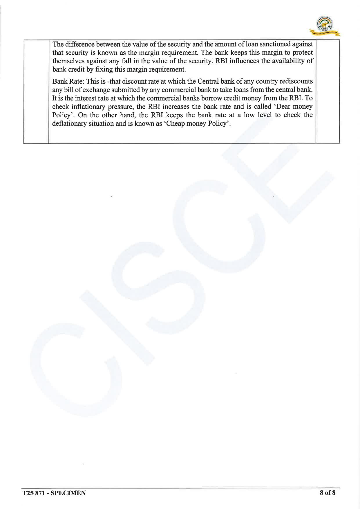 ICSE Class 10 2025 Economic Applications (QP & MS) Specimen Paper - Page 20
