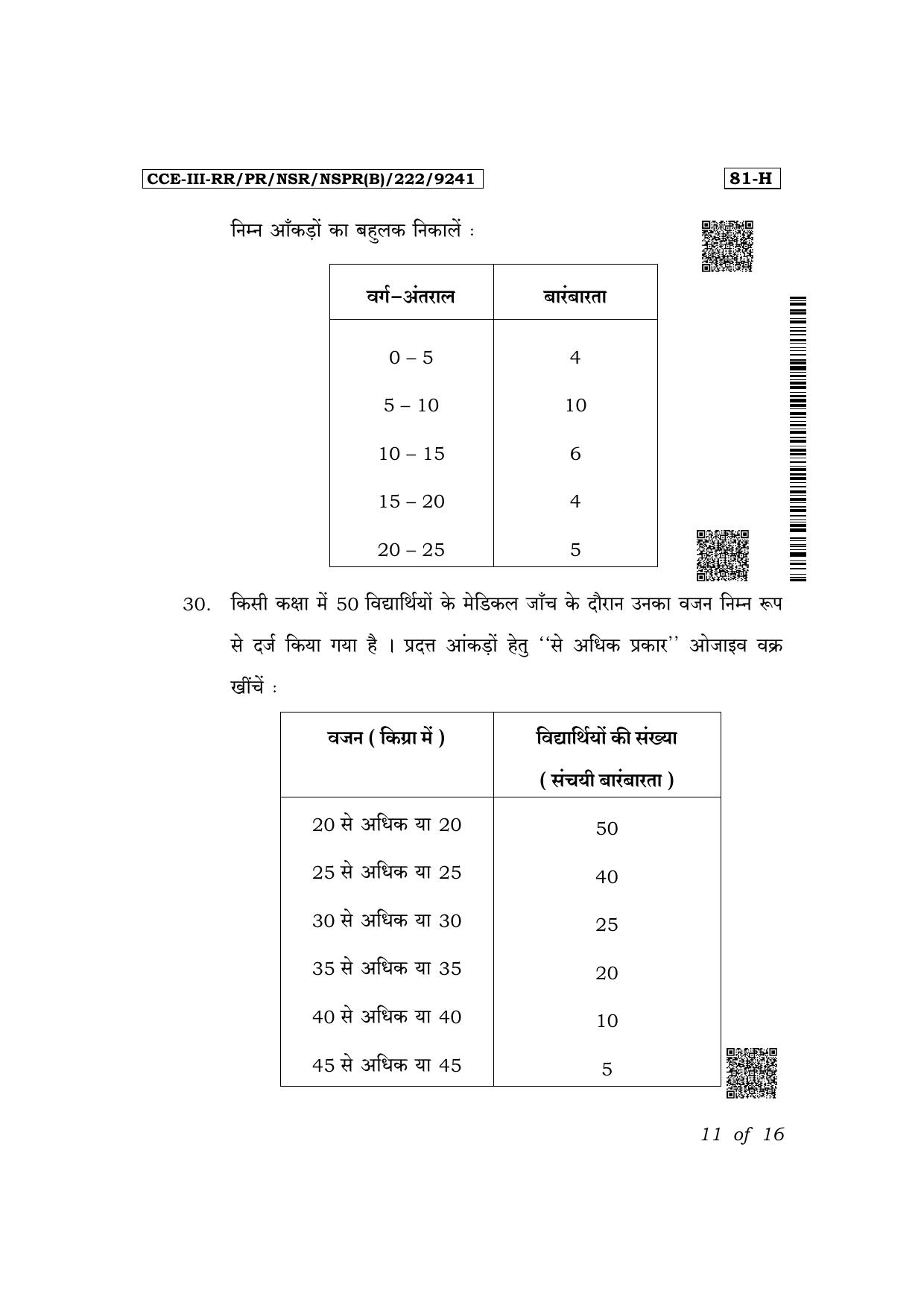 Karnataka SSLC Mathematics (Hindi Medium) Exam 3 Question Paper 2024 (B Version) - Page 11