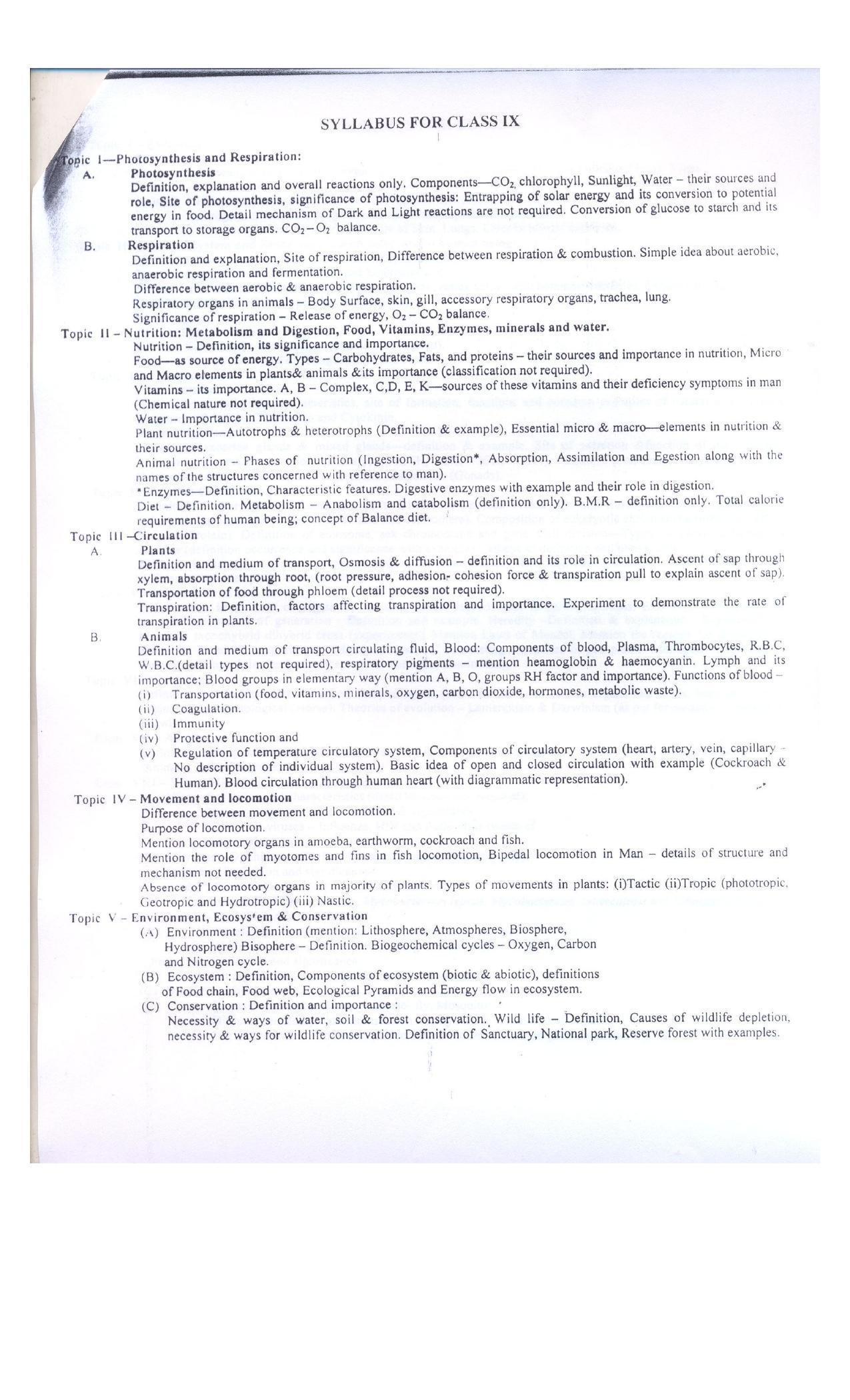 WBBSE Class 10th  Syllabus [Life Science] - Page 3