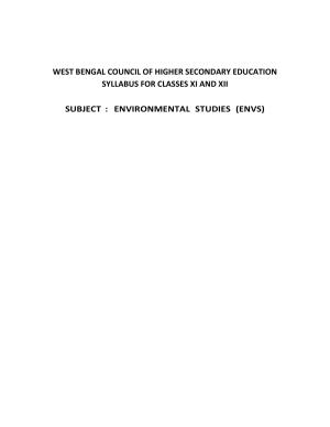 WBCHSE Class 11 & 12 Syllabus for Environment Studies (ENVS) (SET II)