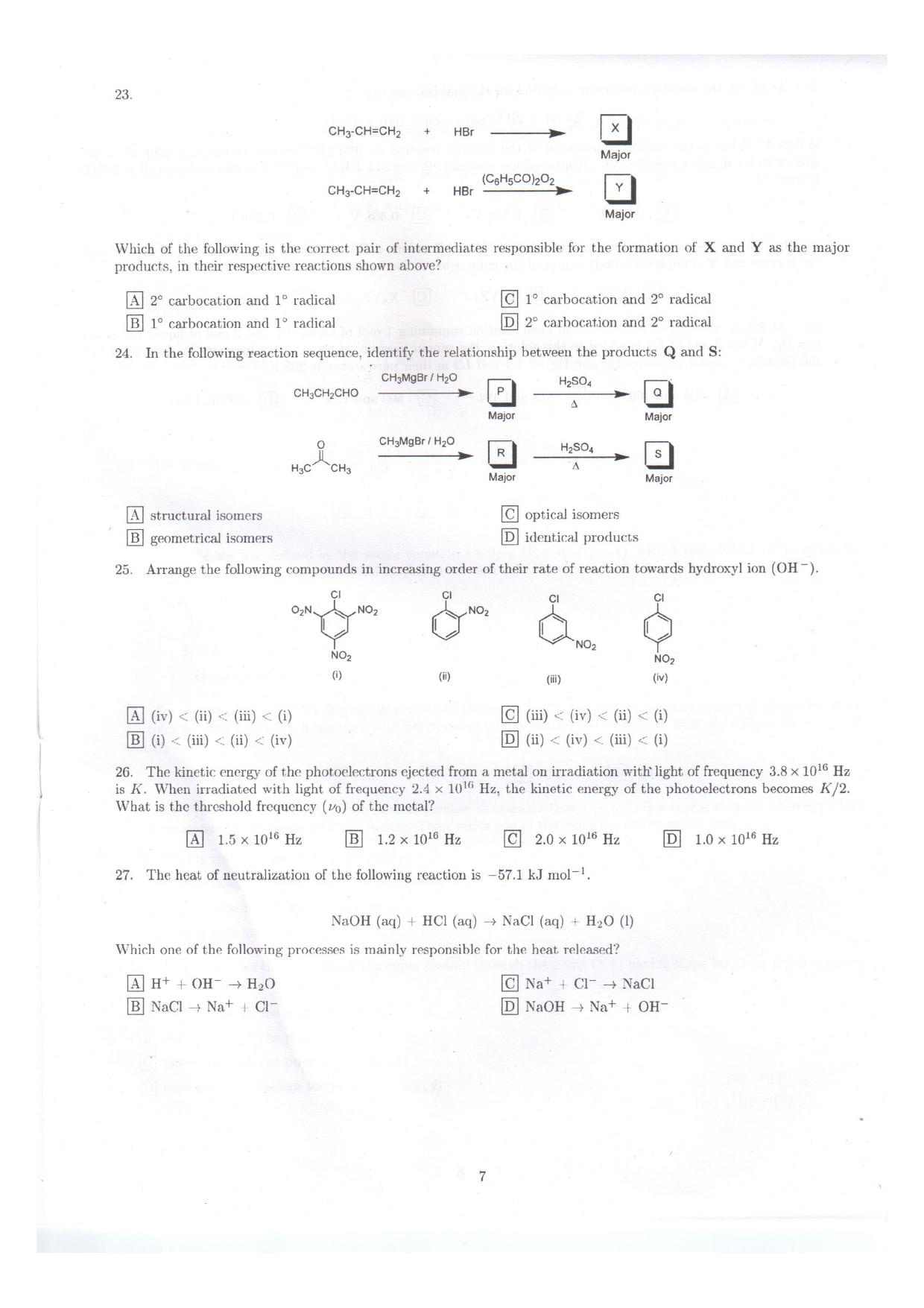 IISER Aptitude Test 2018 English Question Paper - Page 5