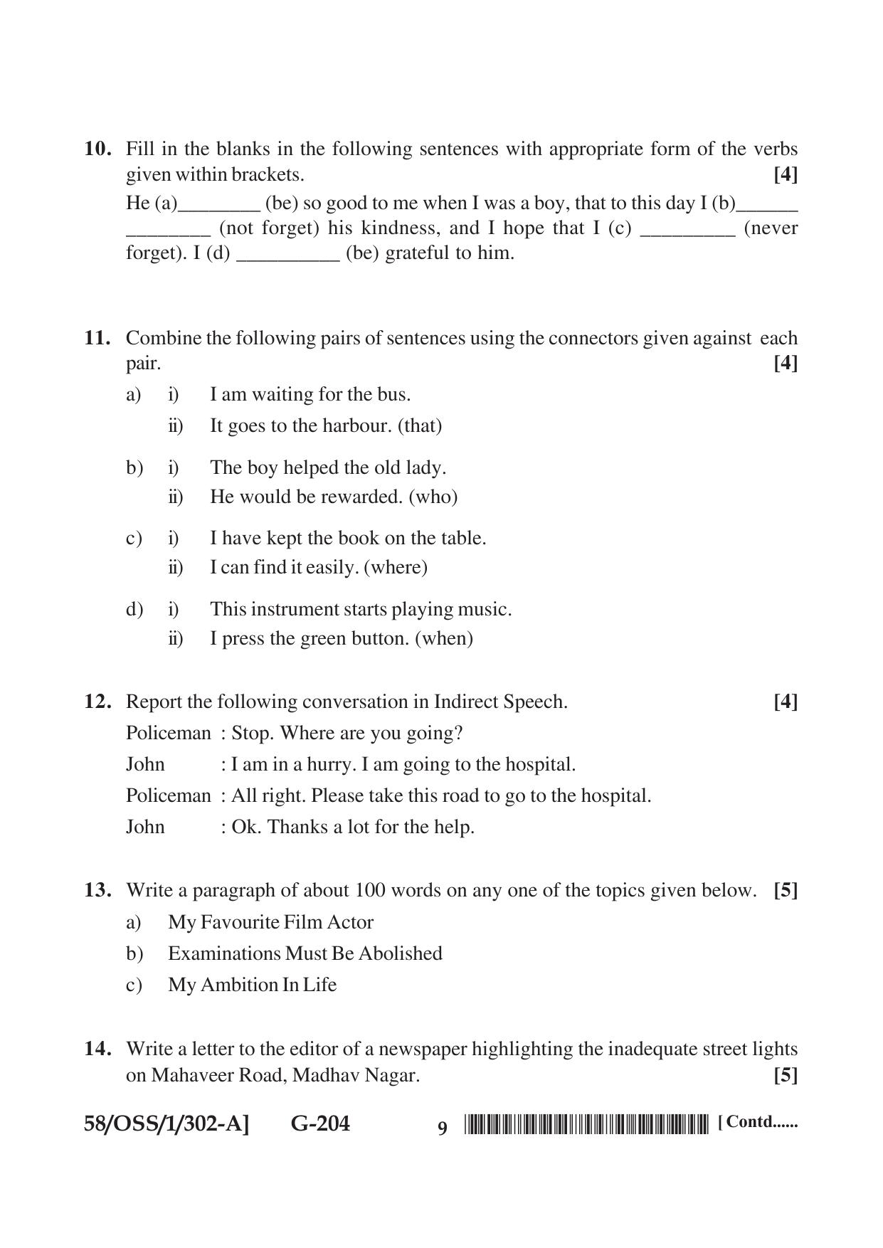 NIOS April 2019 Class 12 English (SET A) Question Paper - Page 9