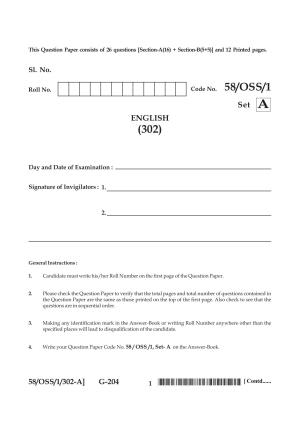 NIOS April 2019 Class 12 English (SET A) Question Paper