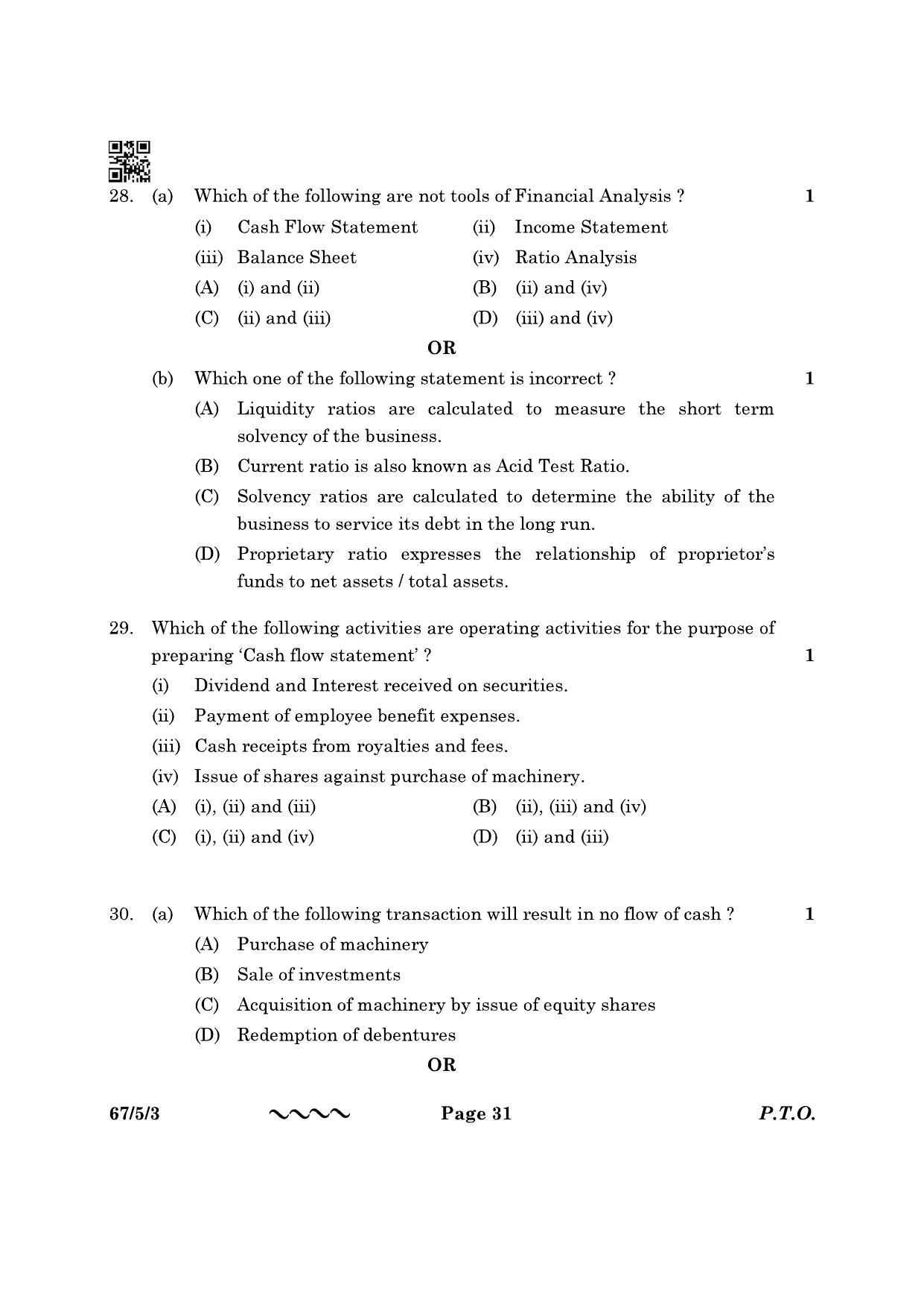 CBSE Class 12 67-5-3 Accountancy 2023 Question Paper - Page 31