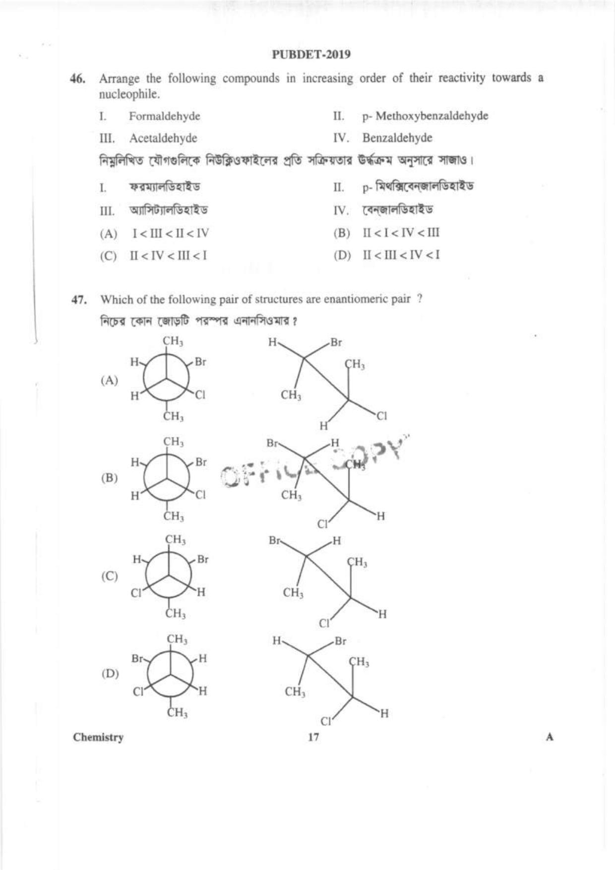 PUBDET 2019 Chemistry Question Papers - Page 16