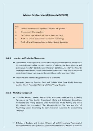 NTA PhD Entrance Exam Operational Research Syllabus