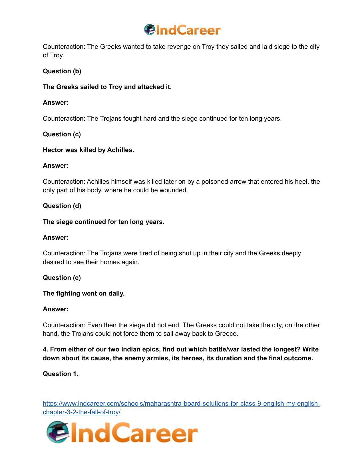 Maharashtra Board Solutions for Class 9- English (My English): Chapter 3.2- The Fall of Troy - Page 5