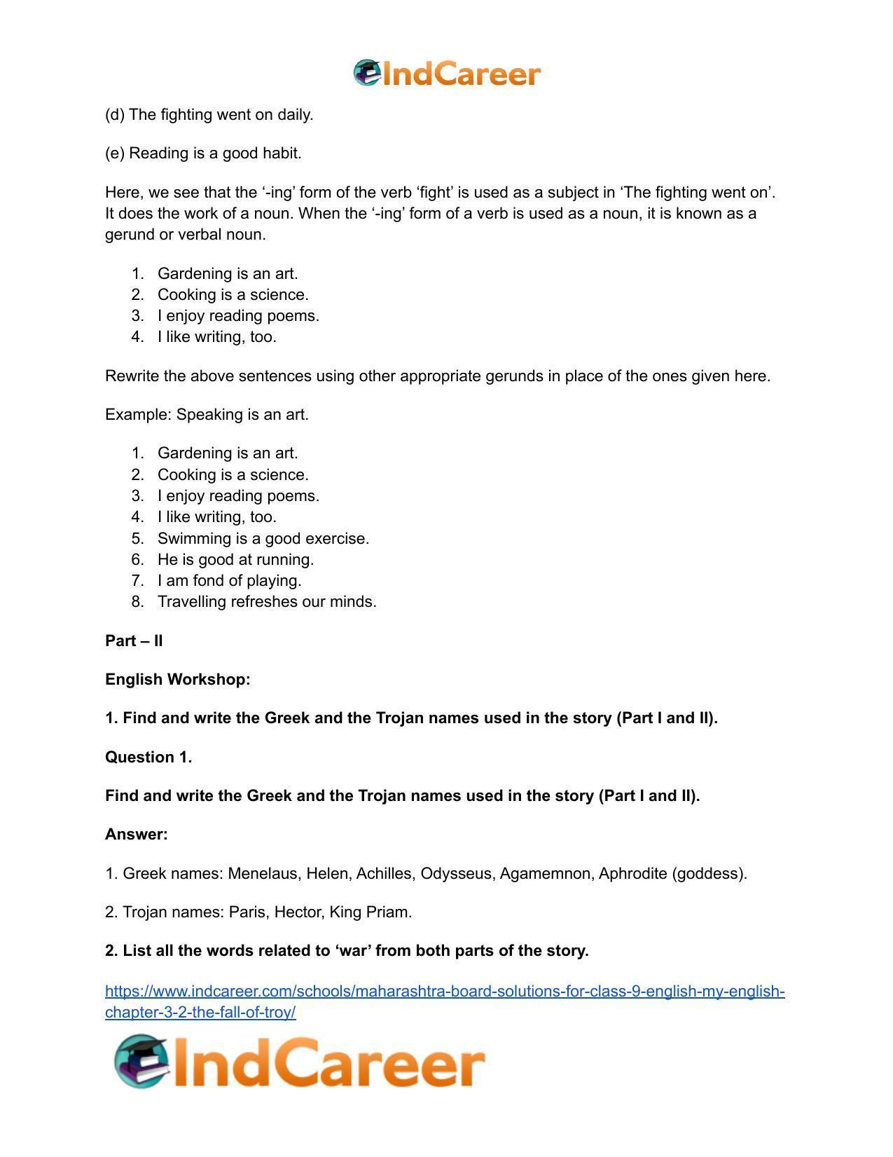 Maharashtra Board Solutions for Class 9- English (My English): Chapter 3.2- The Fall of Troy - Page 7