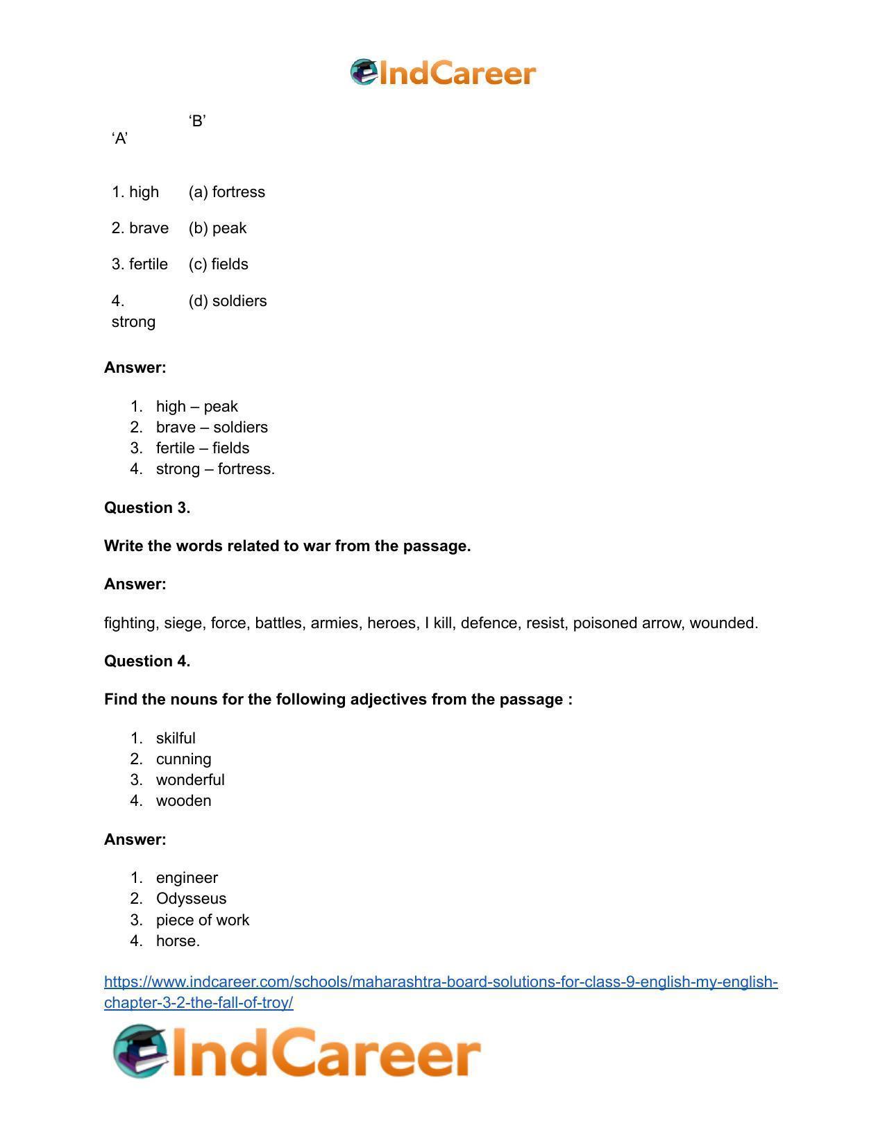 Maharashtra Board Solutions for Class 9- English (My English): Chapter 3.2- The Fall of Troy - Page 16