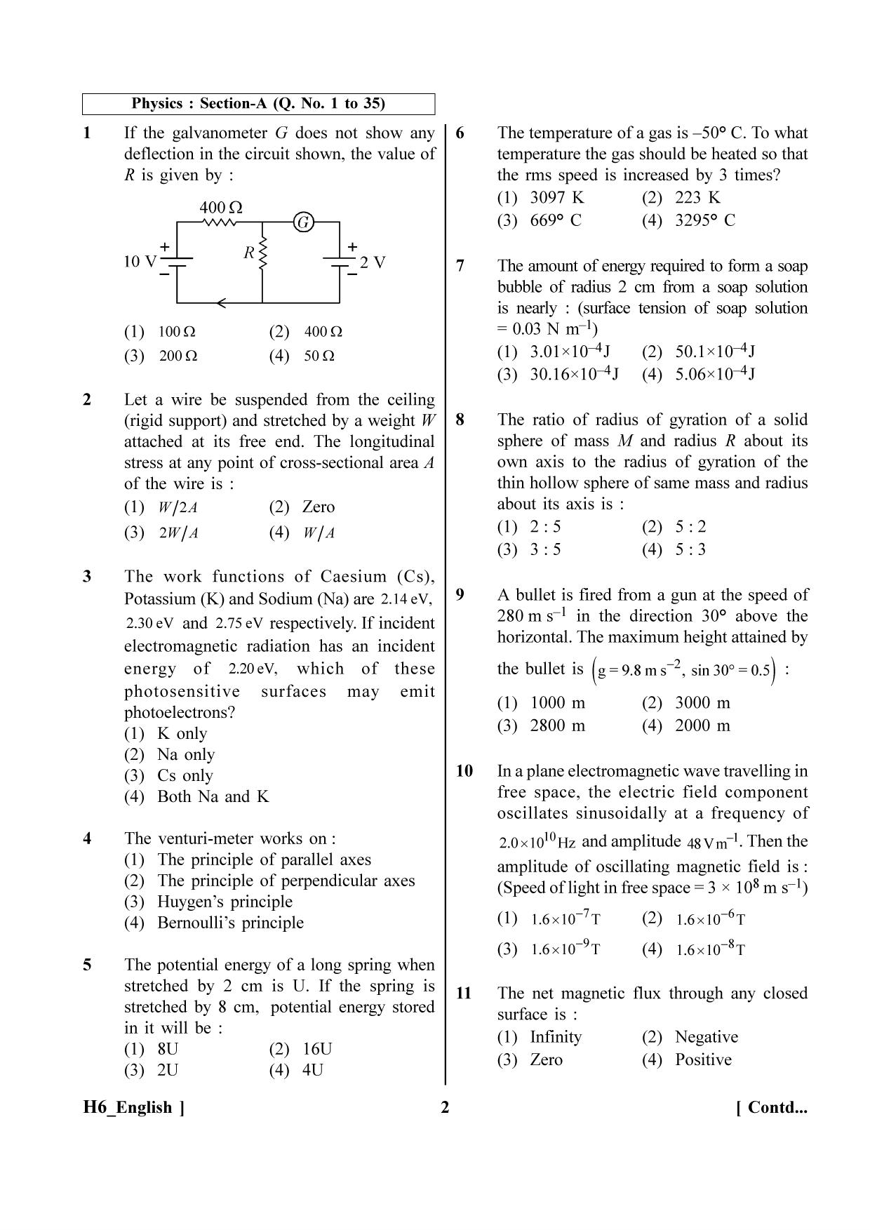 NEET 2023 H6 Question Paper - Page 2