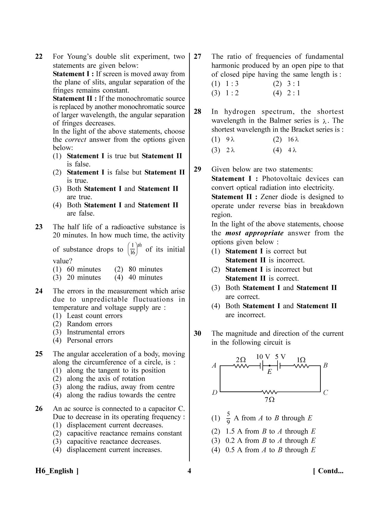 NEET 2023 H6 Question Paper - Page 4
