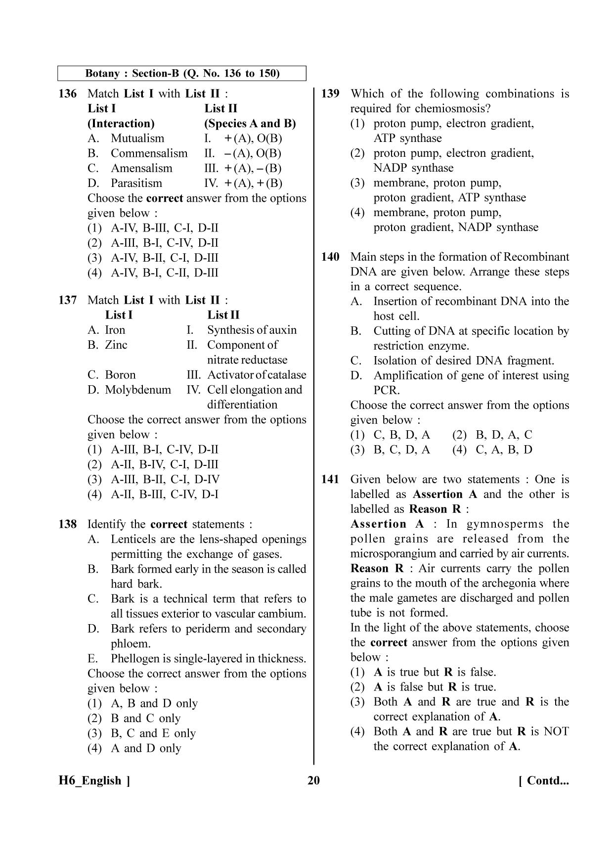 NEET 2023 H6 Question Paper - Page 20