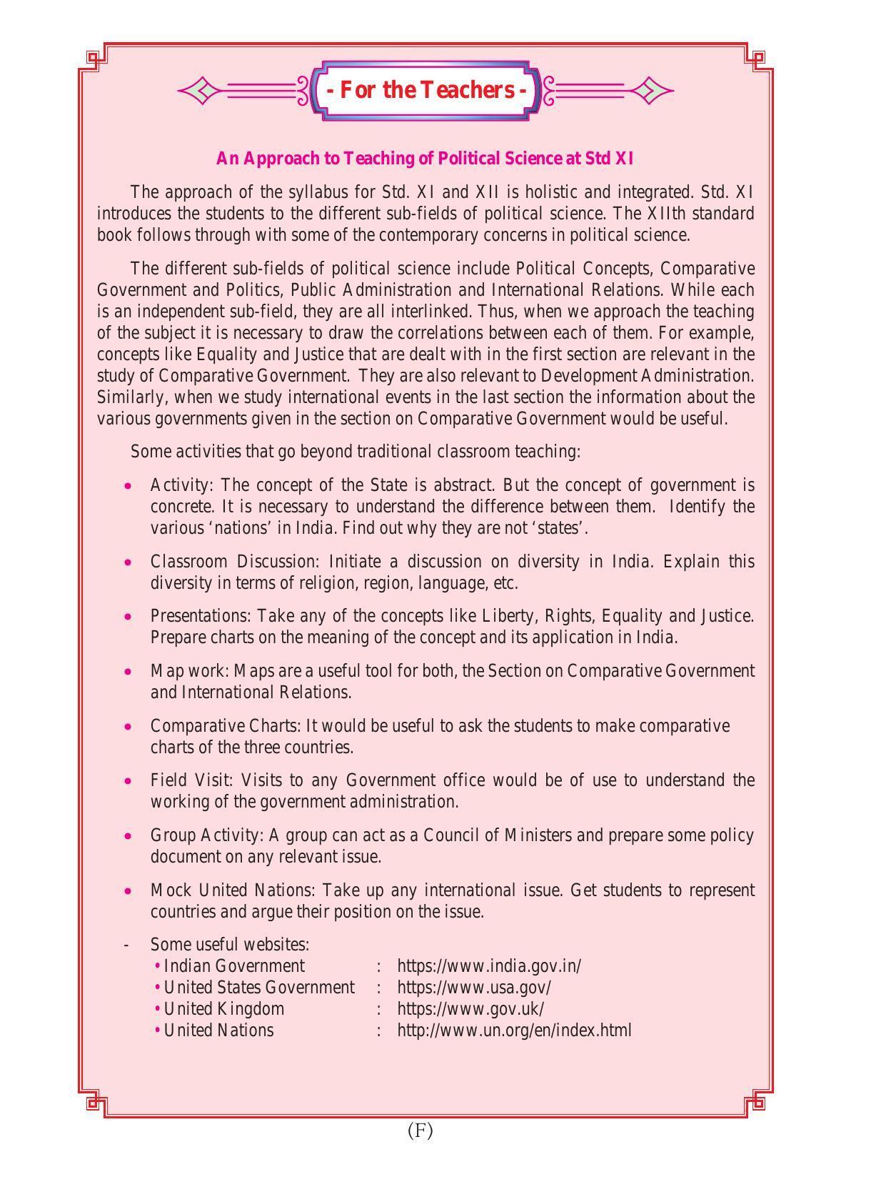 Maharashtra Board Class 11 Political Science Textbook - Page 8