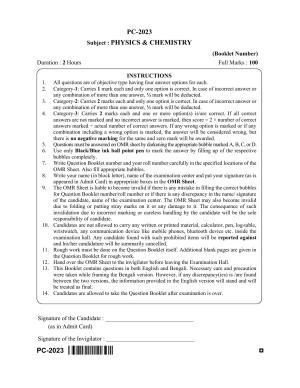 WBJEE 2023 Physics & Chemistry Paper