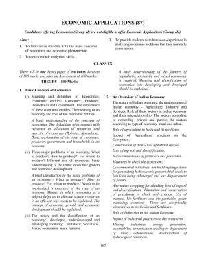 ICSE Economic Applications Syllabus 2026