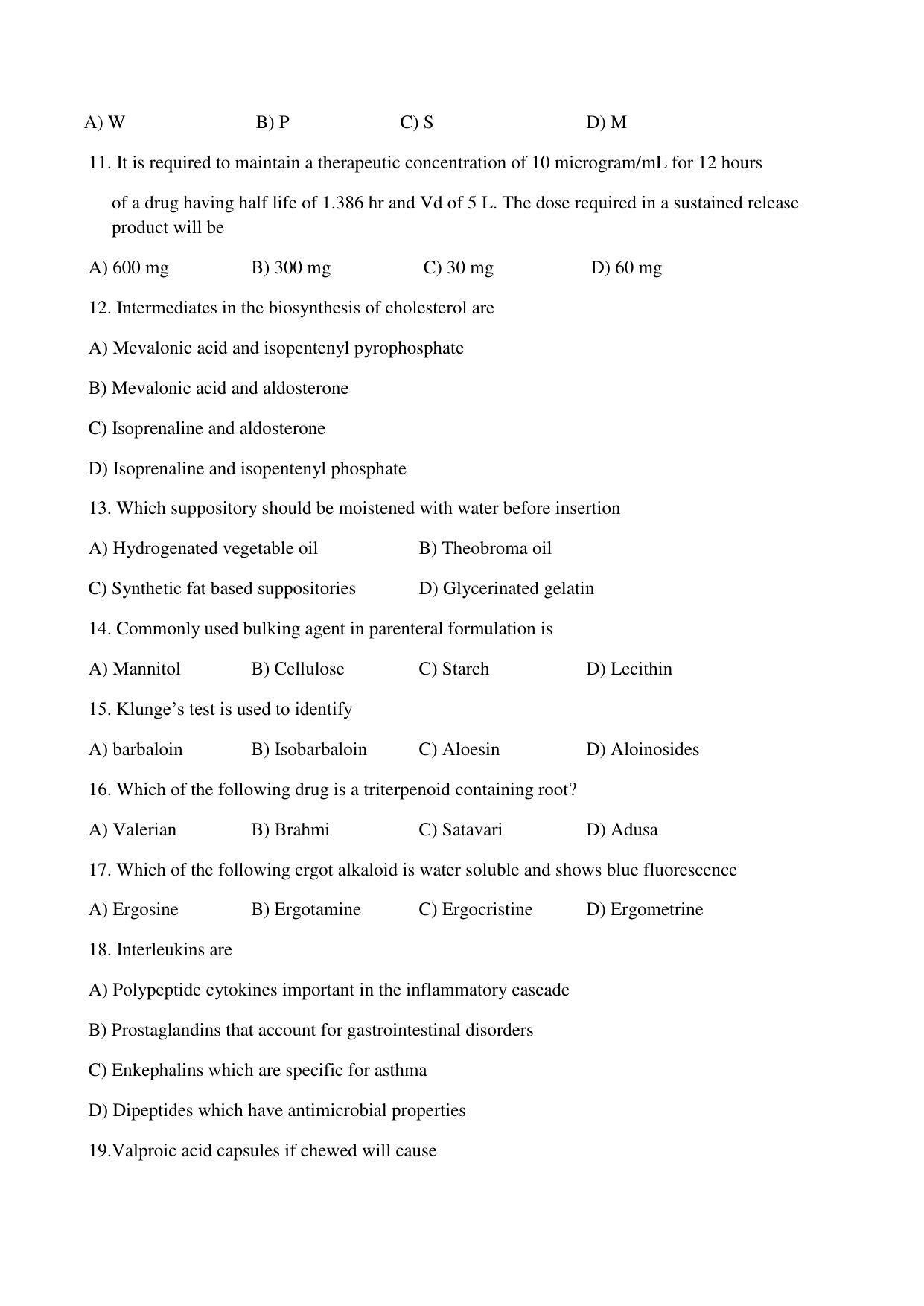 OJEE 2015 M. PHARMACY Question Paper - Page 2