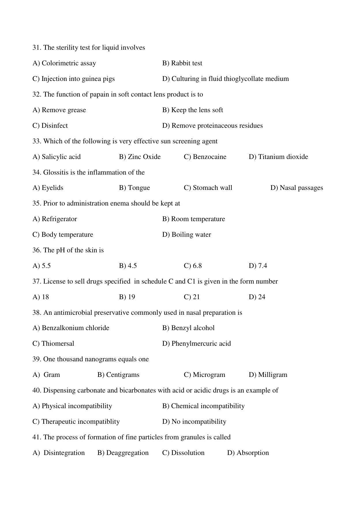 OJEE 2015 M. PHARMACY Question Paper - Page 4
