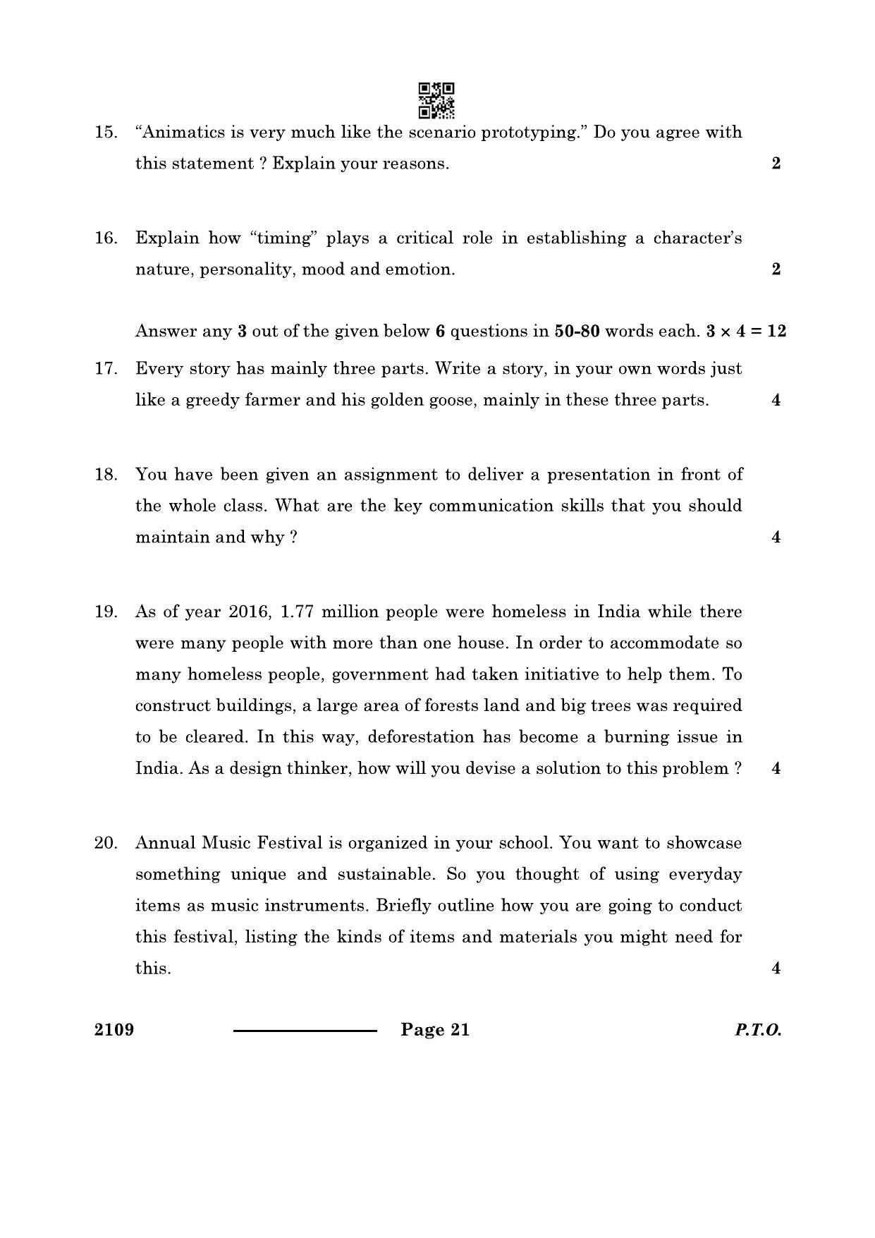 CBSE Class 10 Design Thinking & Innovation 2024 Question Paper - Page 21
