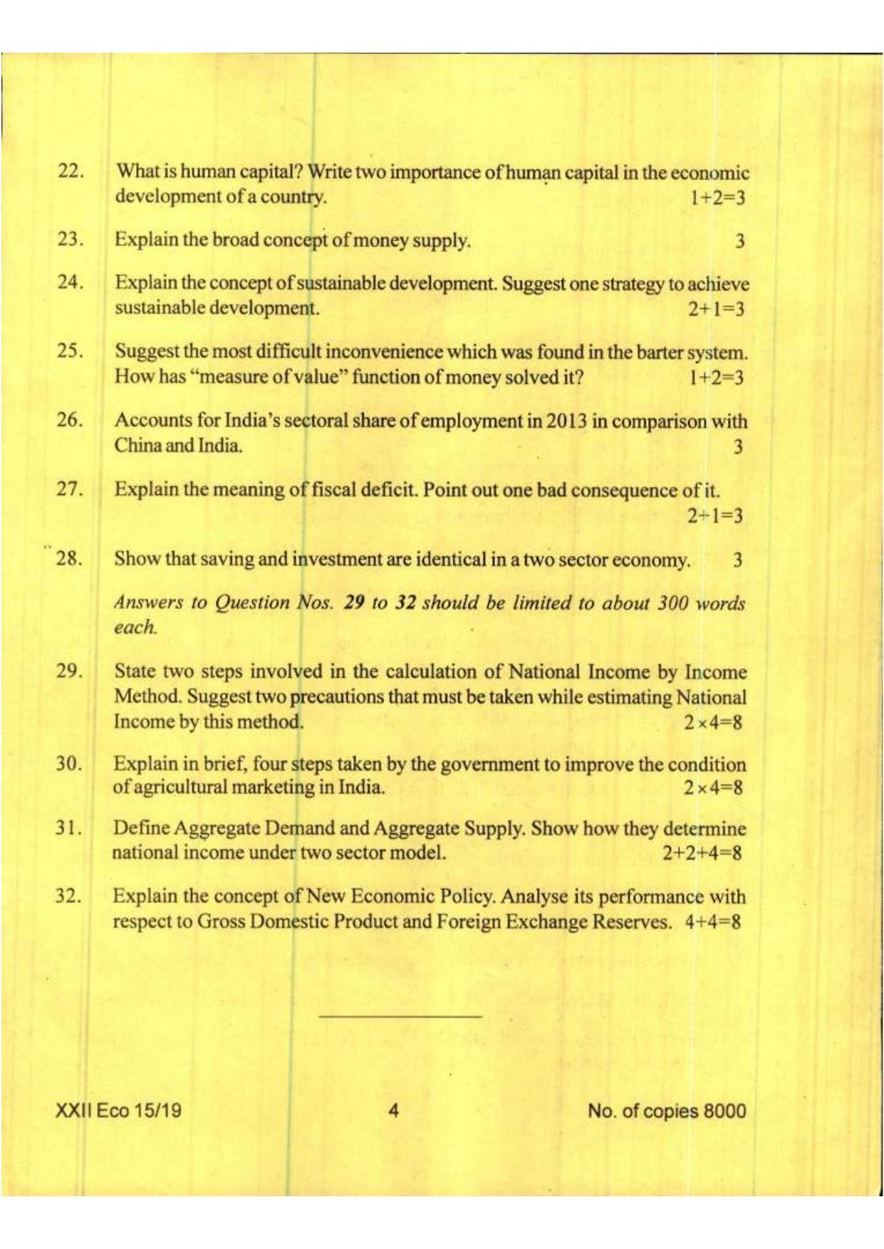 COHSEM Class 12 Economics 2019 Question Papers - Page 4