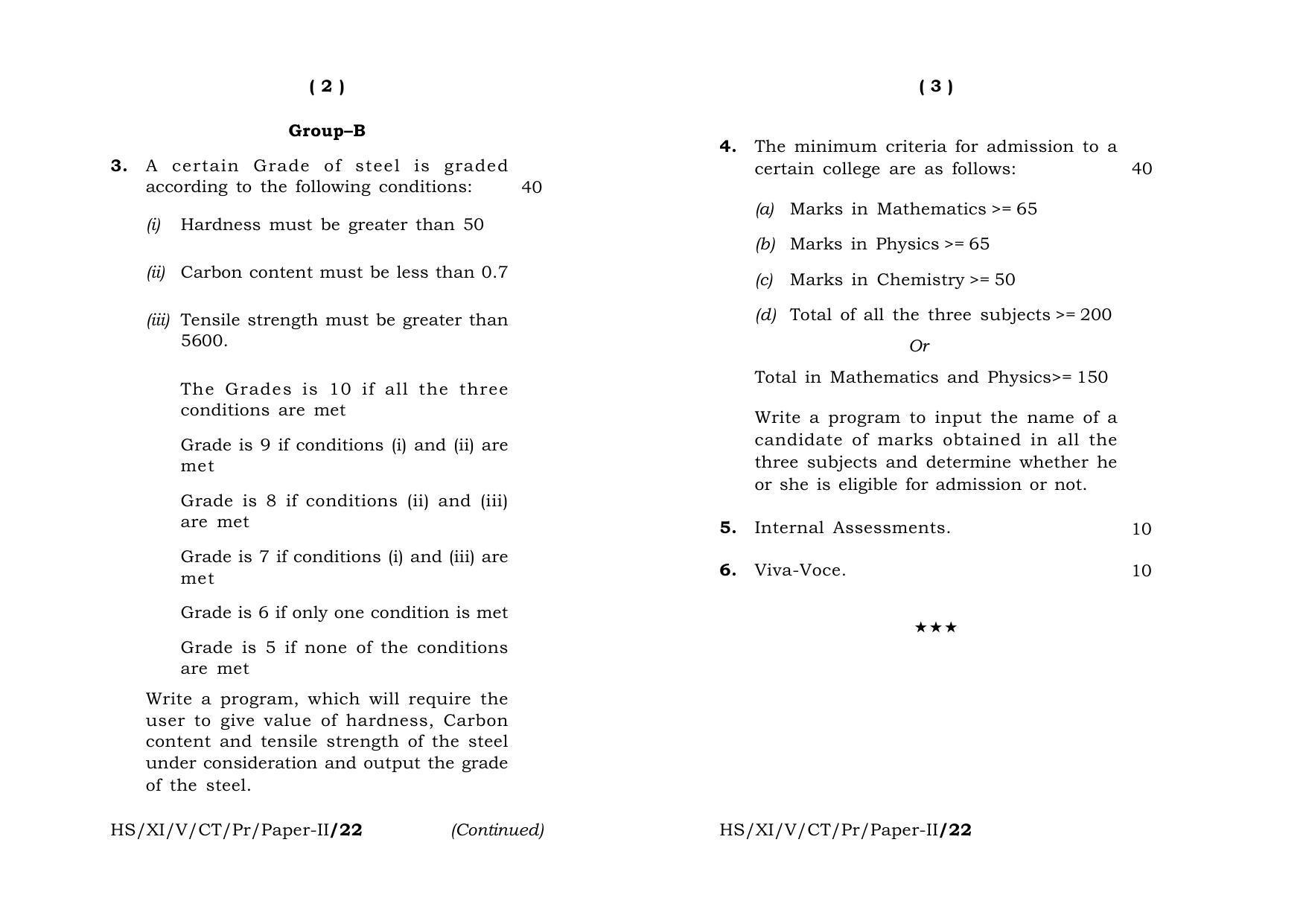 Meghalaya Board (MBOSE) Class 11 Computer Technique Paper II Vocational Stream (practical) 2022 Question Paper - Page 2