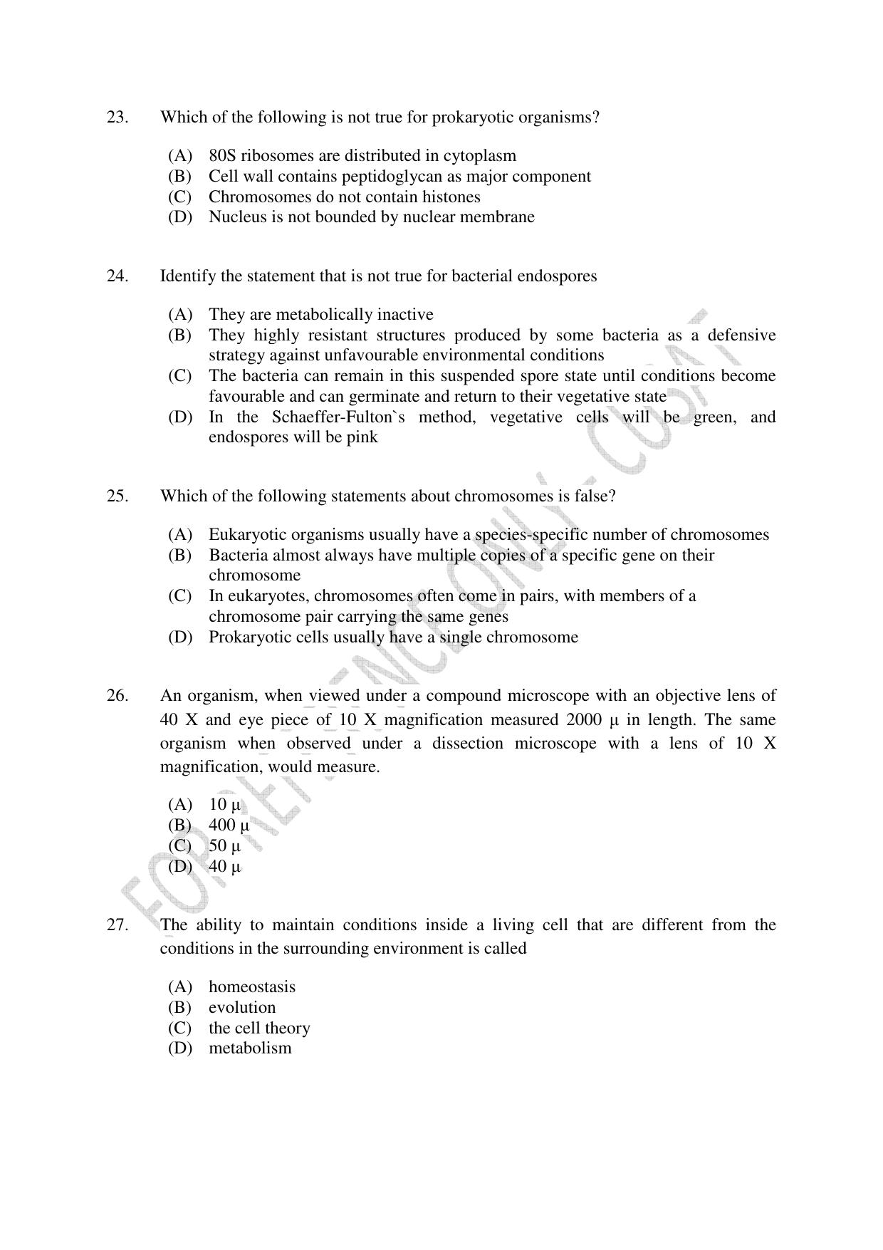 CUSAT CAT 2023 Microbiology Final Question Paper - Page 7