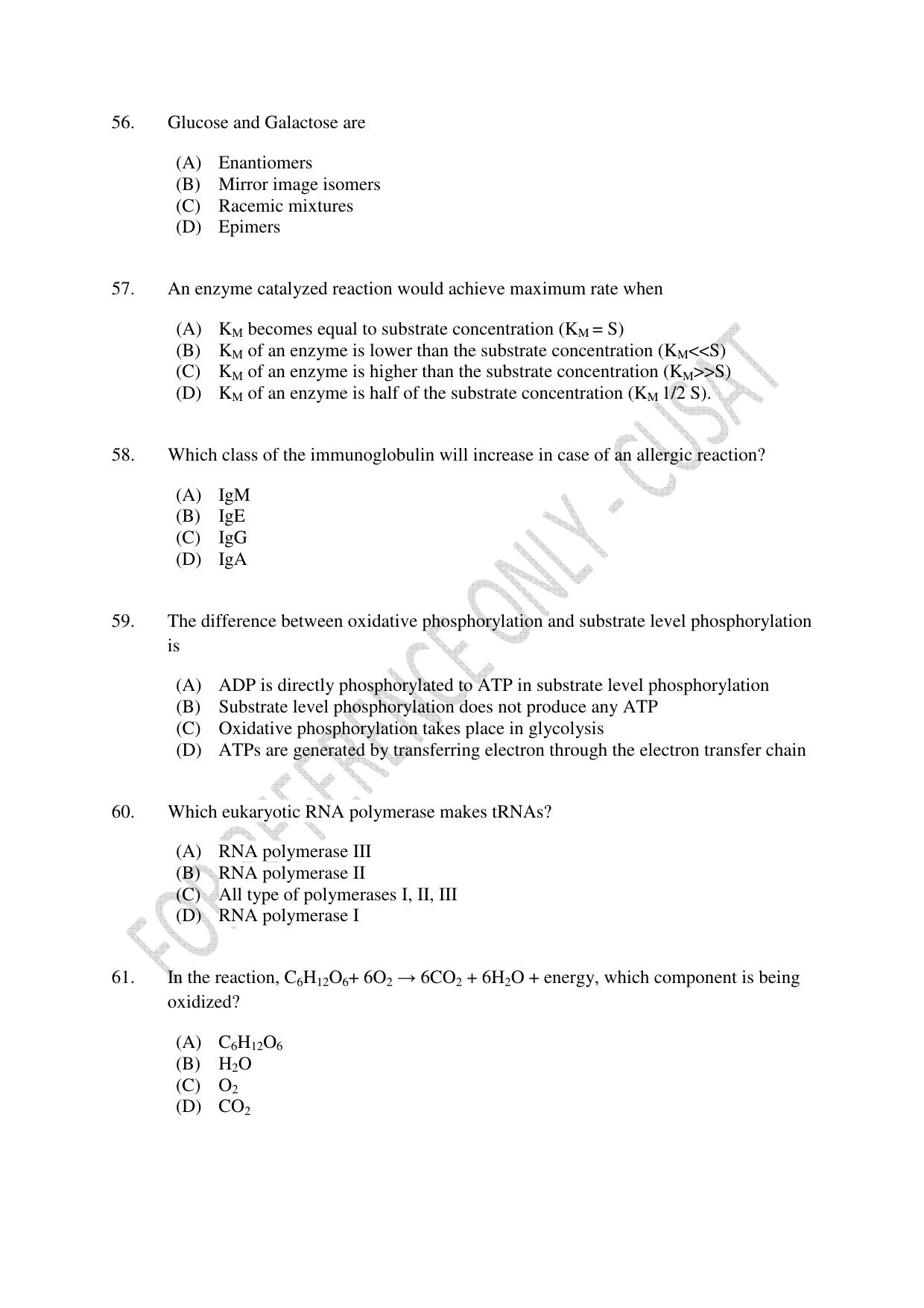 CUSAT CAT 2023 Microbiology Final Question Paper - Page 14