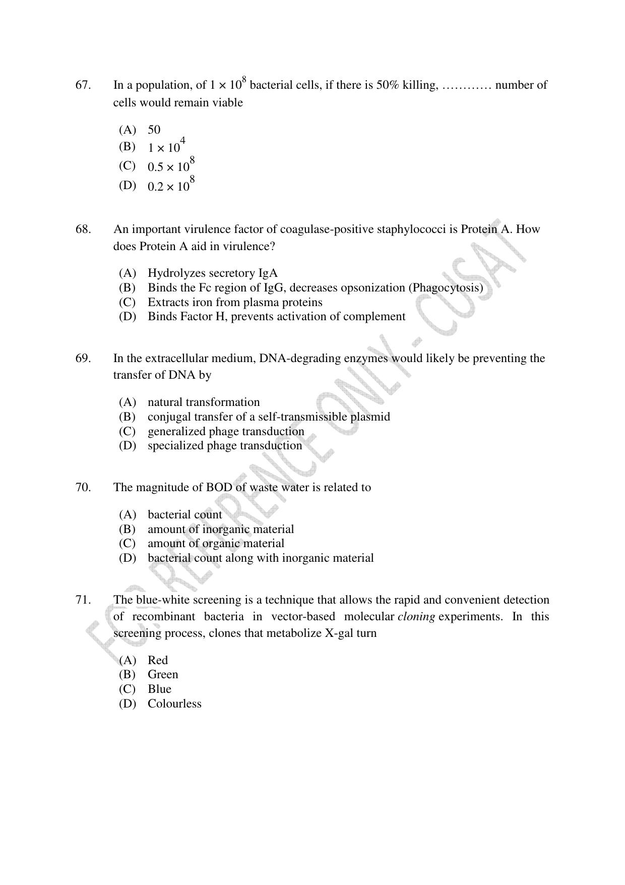 CUSAT CAT 2023 Microbiology Final Question Paper - Page 16