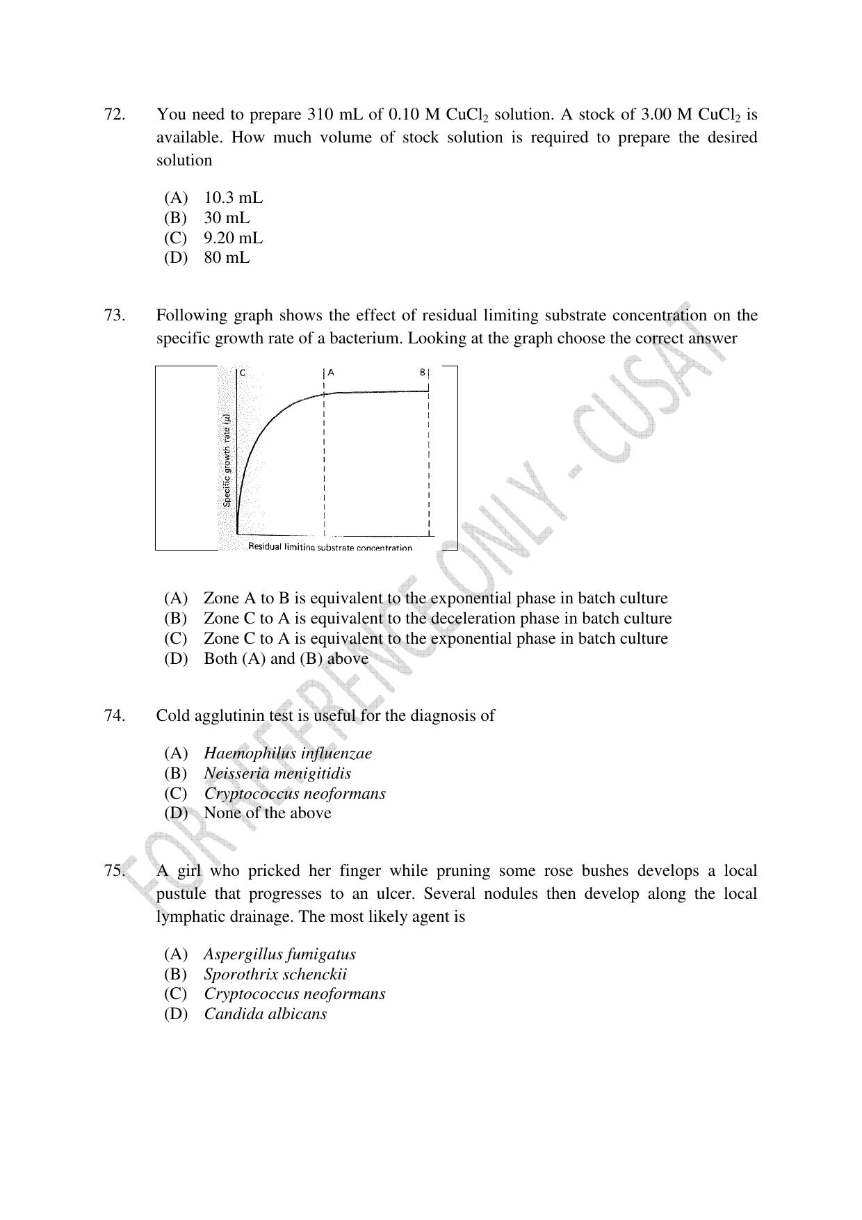 CUSAT CAT 2023 Microbiology Final Question Paper - Page 17