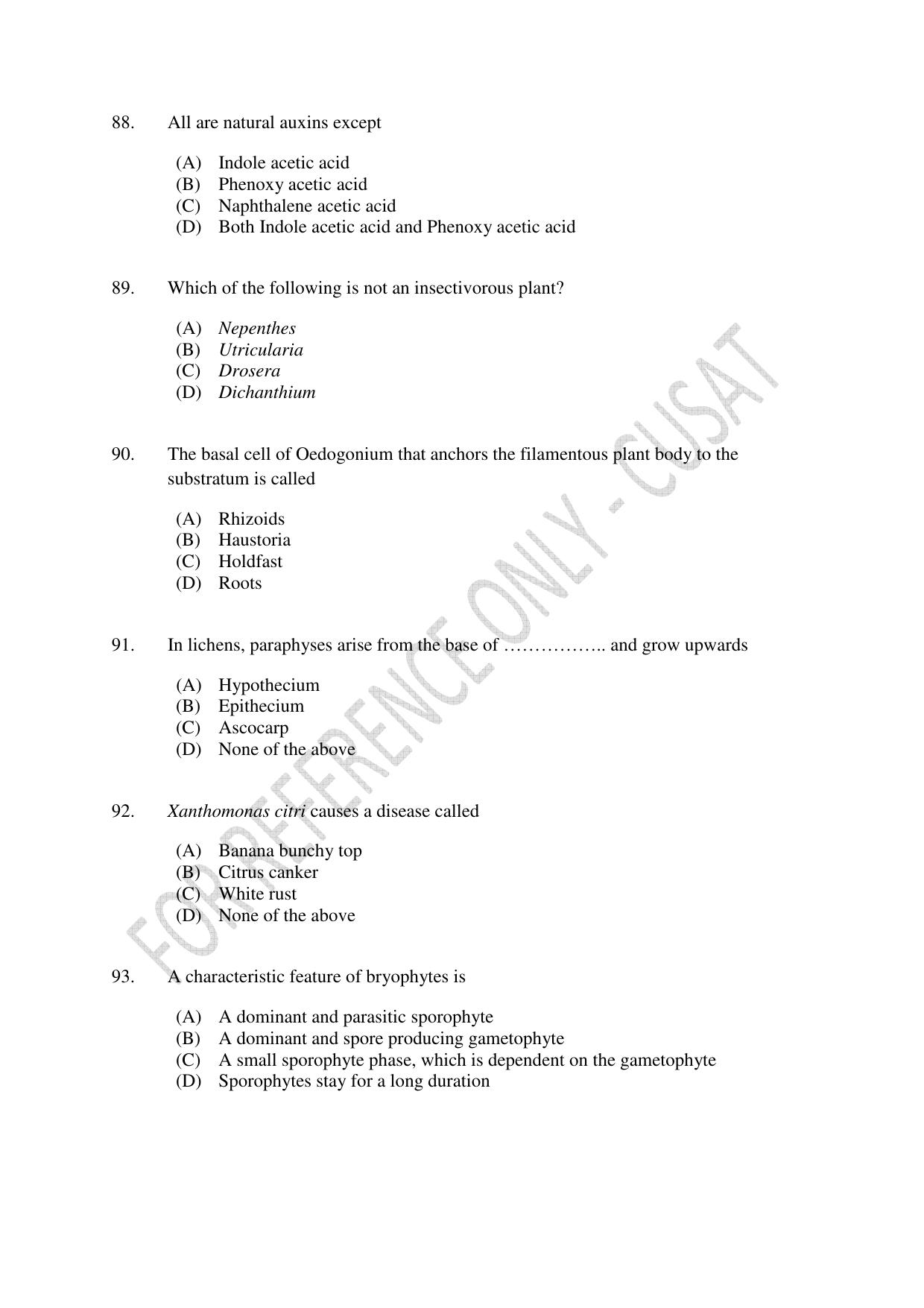 CUSAT CAT 2023 Microbiology Final Question Paper - Page 20