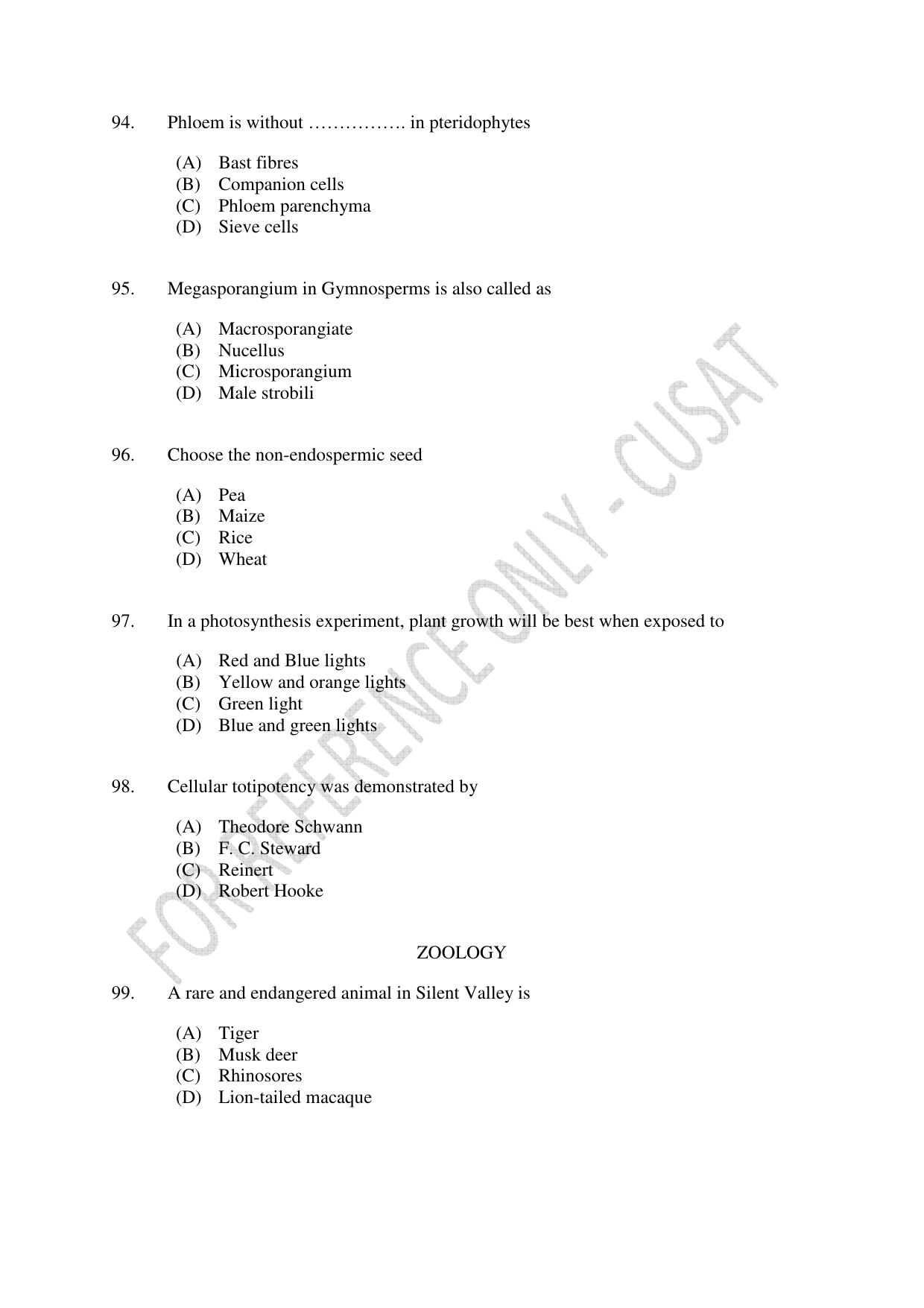 CUSAT CAT 2023 Microbiology Final Question Paper - Page 21