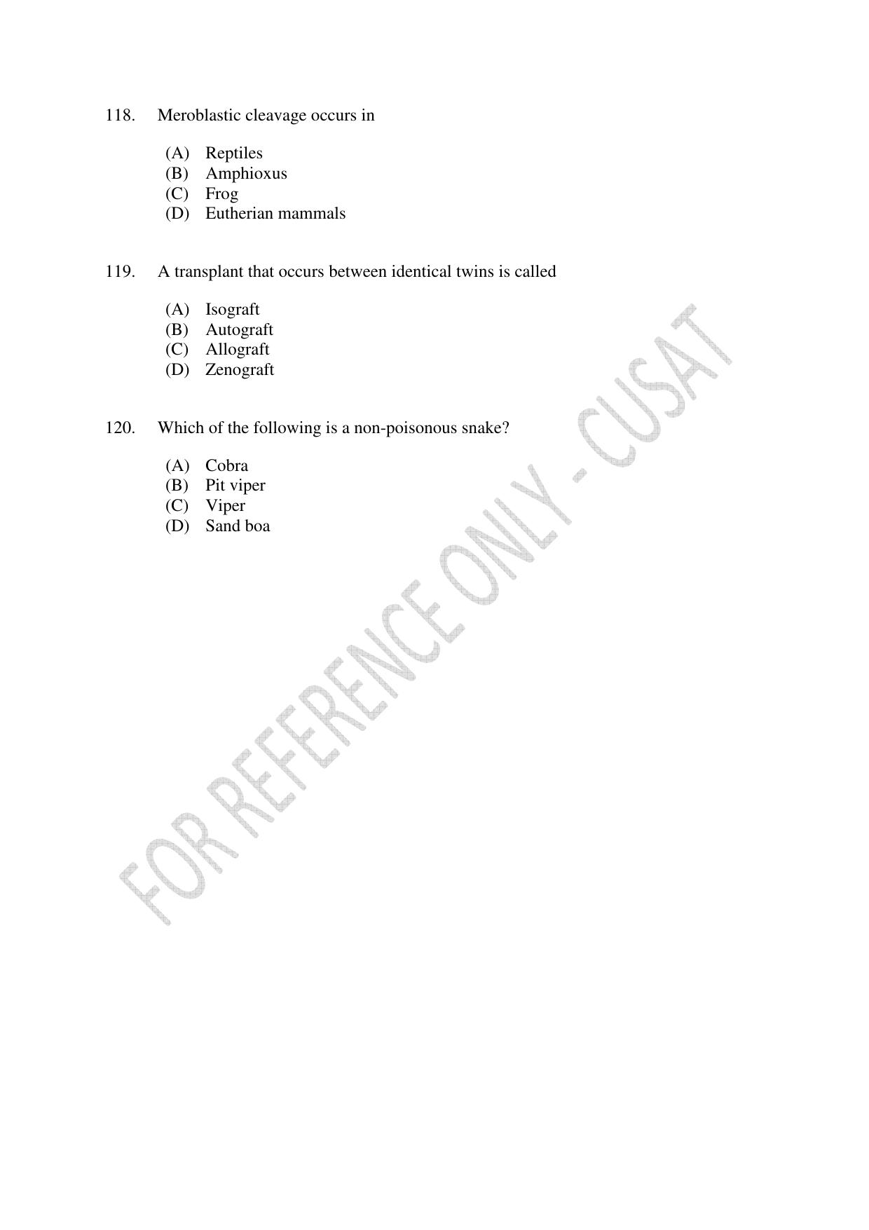 CUSAT CAT 2023 Microbiology Final Question Paper - Page 25