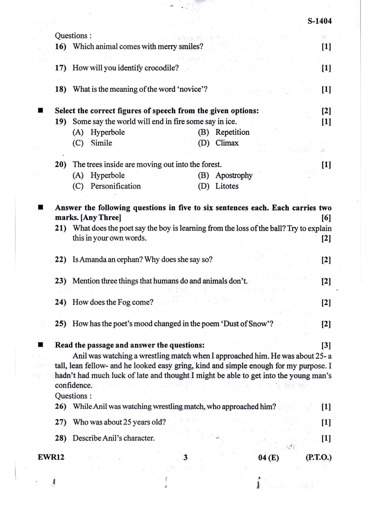 Gujarat Board Class 10th English F.L. March-April 2022 Question Paper - Page 3