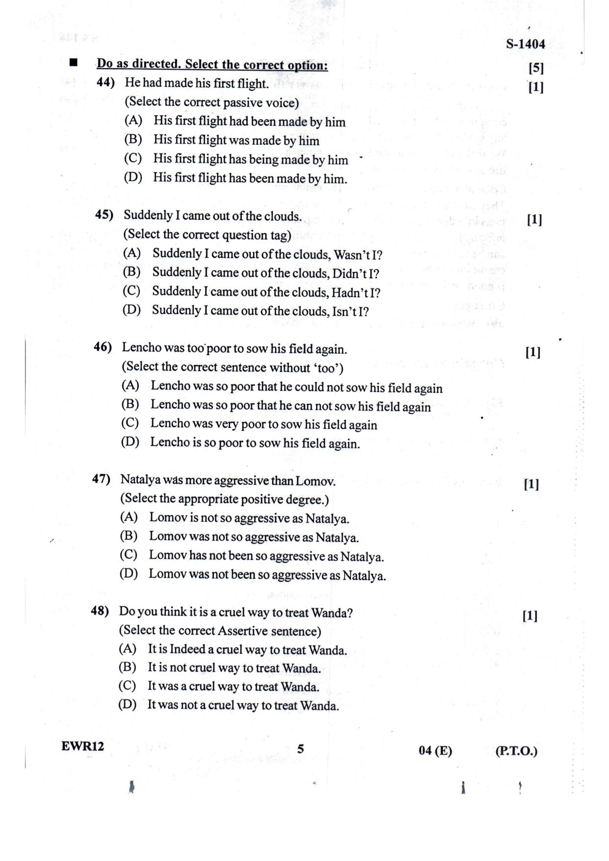Gujarat Board Class 10th English F.L. March-April 2022 Question Paper - Page 5