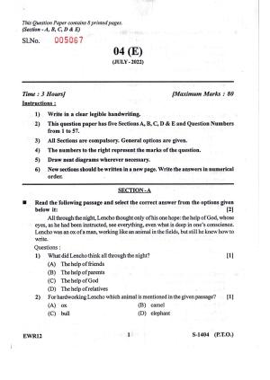 Gujarat Board Class 10th English F.L. March-April 2022 Question Paper