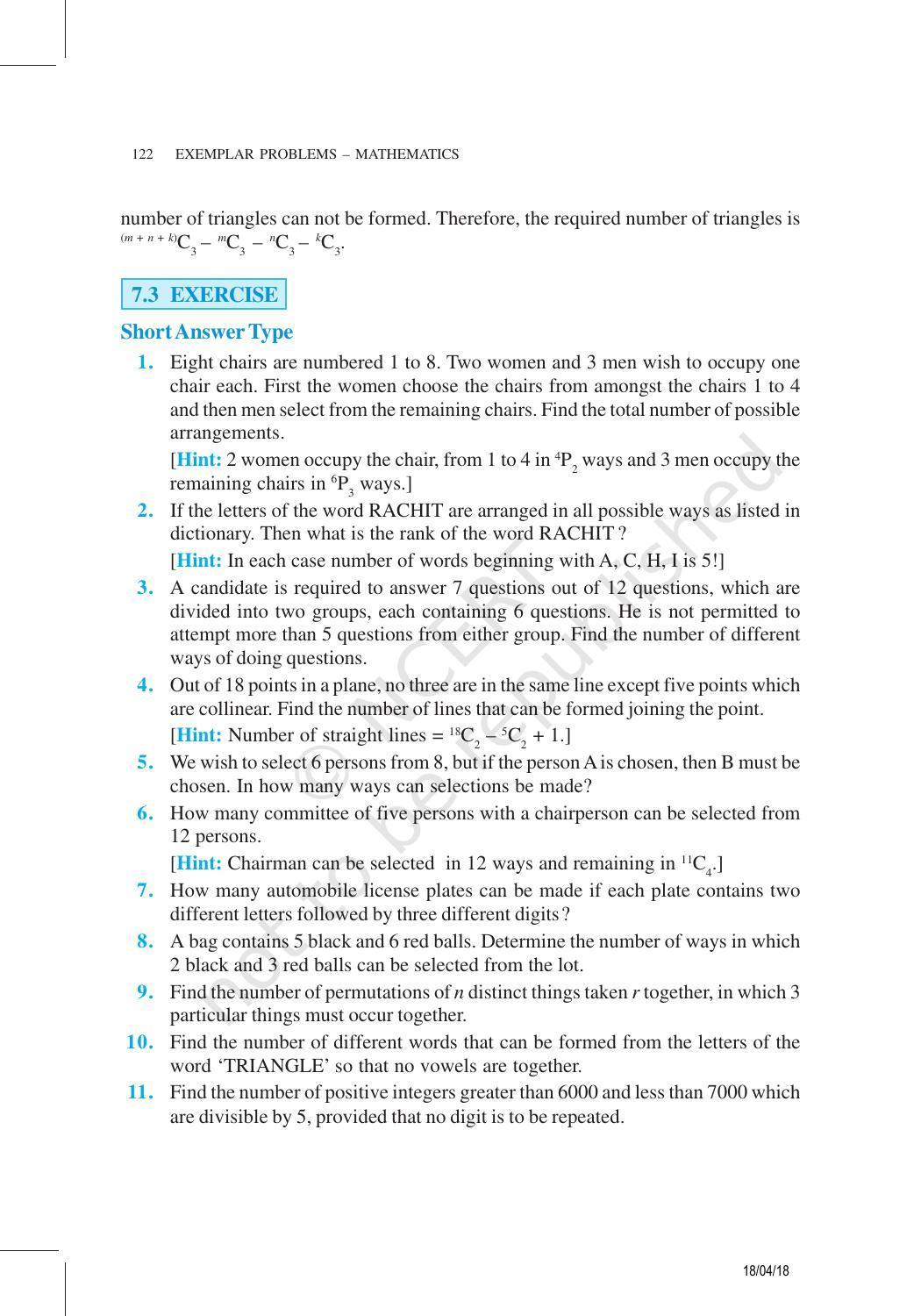 NCERT Exemplar Book for Class 11 Maths: Chapter 7 Permutations and Combinations - Page 9