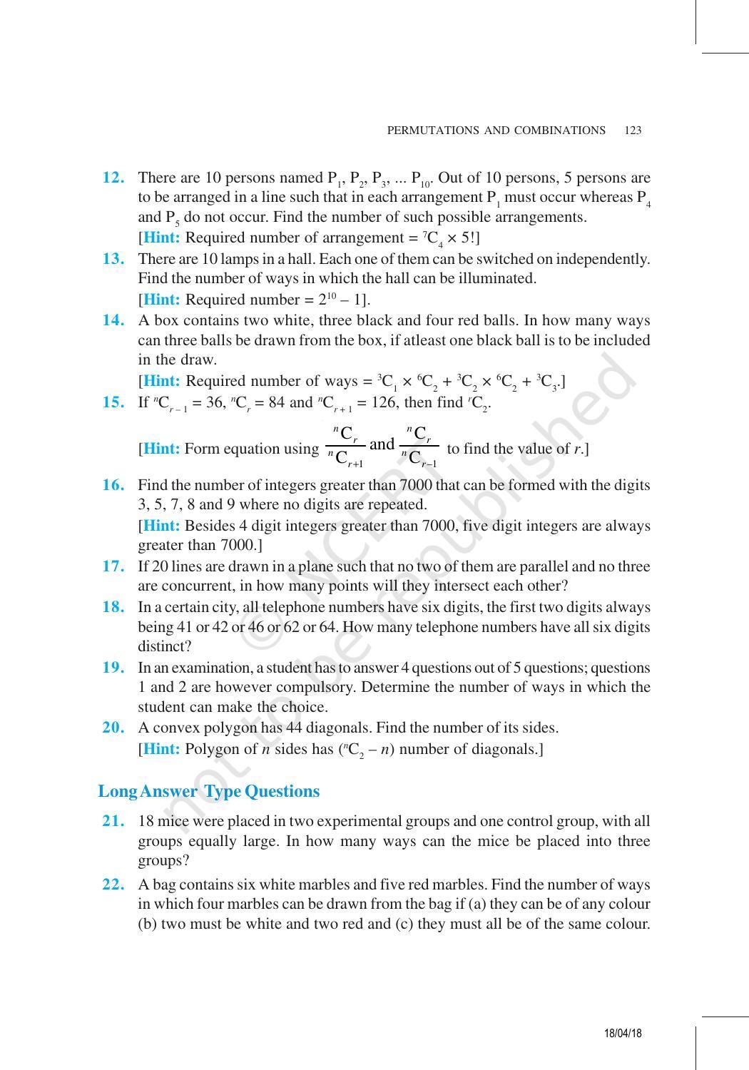 NCERT Exemplar Book for Class 11 Maths: Chapter 7 Permutations and Combinations - Page 10