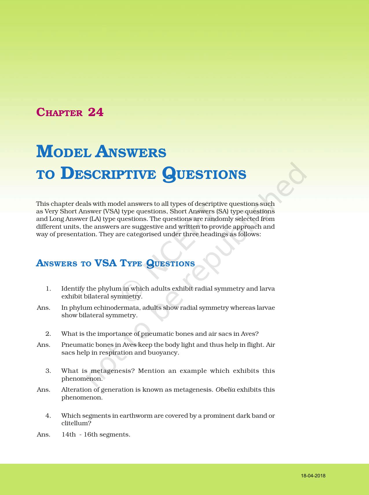NCERT Exemplar Class 11: Biology Descriptive Question Answers - Page 1