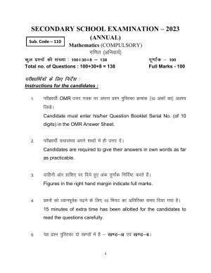 Bihar Board 10th Mathematics (COMPULSORY) Model Paper 2023