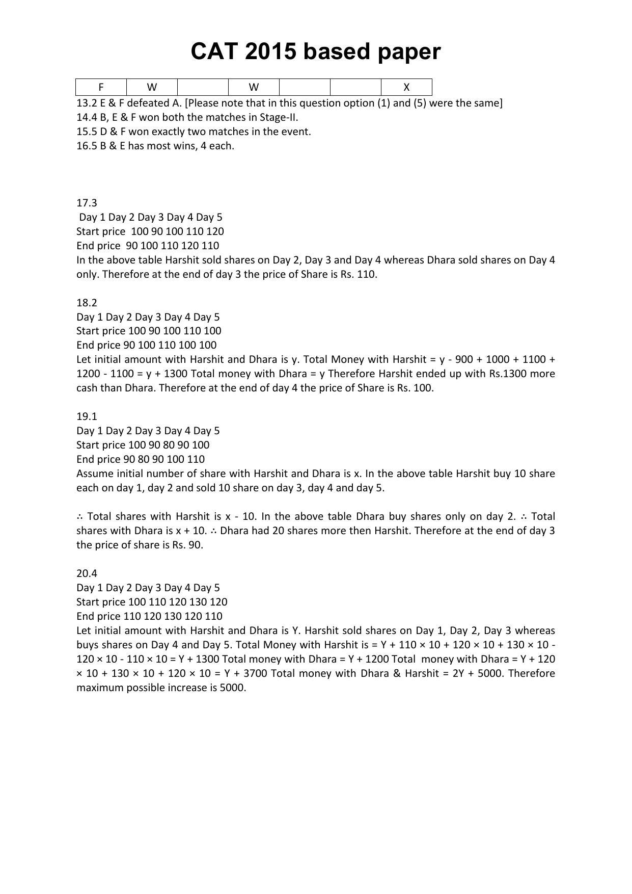 CAT 2015 CAT DILR Answer Key - Page 2