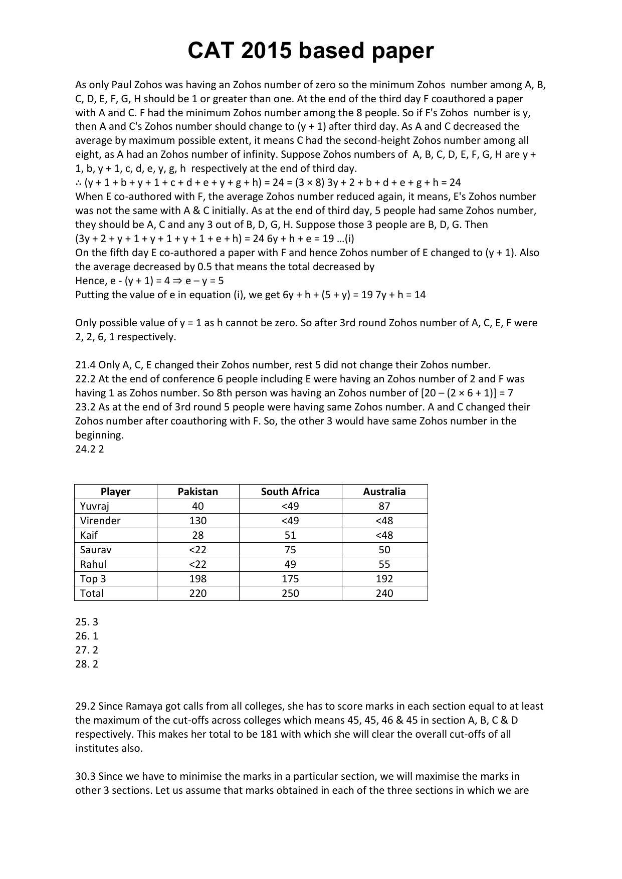 CAT 2015 CAT DILR Answer Key - Page 3
