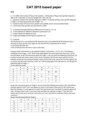 CAT 2015 CAT DILR Answer Key