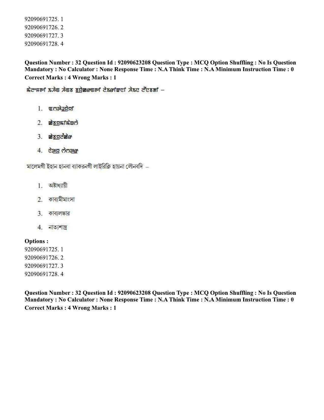 CUET PG 2023: LAQP24 – Manipuri Eng - Shift 2 (24-06-2023) Question Paper - Page 47