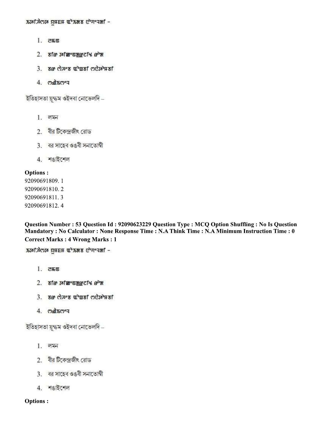 CUET PG 2023: LAQP24 – Manipuri Eng - Shift 2 (24-06-2023) Question Paper - Page 90